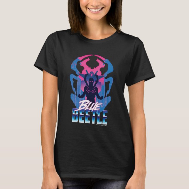 T-shirt Bleu Beetle Rétrowave contre graphique (Devant)