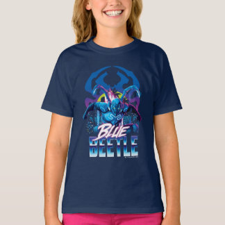 T-shirt Bleu Beetle Rétrowave Ville coucher du soleil