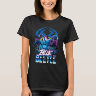 T-shirt Bleu Beetle Rétrowave Ville coucher du soleil