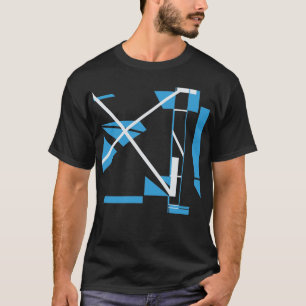 T-shirt Bleu blanc diagonale X Géométrique Abstrait MCM Lo