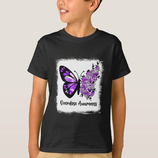 T-shirt Bleu Bleu Papillon pourpre Ruban Overdose Aw (Devant)