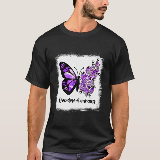 T-shirt Bleu Bleu Papillon pourpre Ruban Overdose Aw (Devant)