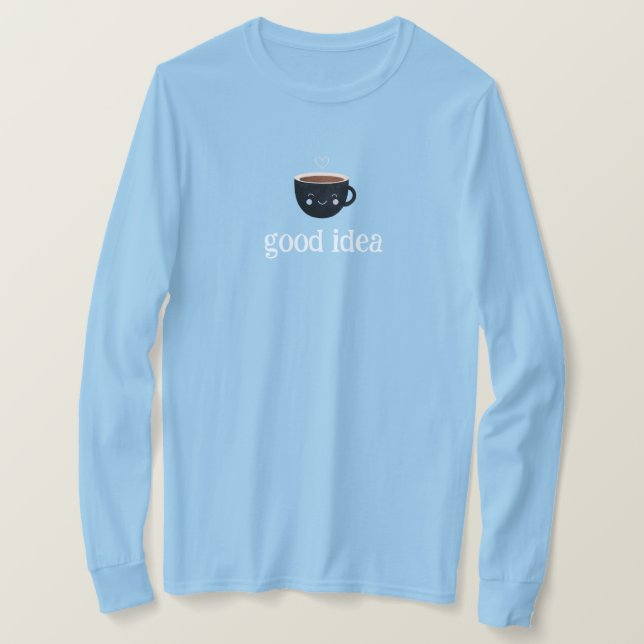 T-shirt bleu bonne idée joli mug à café (Design devant)