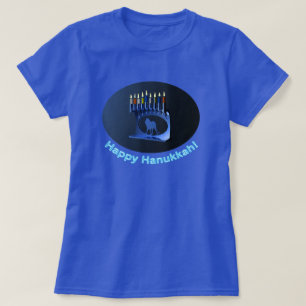 T-shirt Bleu brillant Chanukkah Menorah
