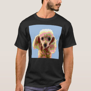 T-shirt Bleu caniche blanc