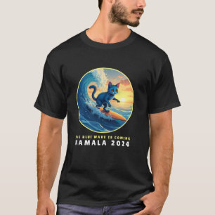 T-shirt Bleu Chats Vague Pour Kamala Drôle Chat Lady Harri