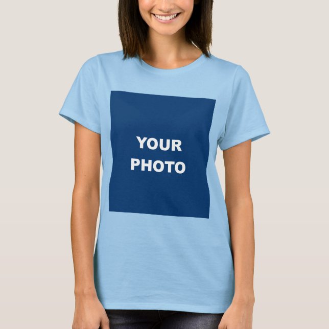 T-shirt Bleu clair Ajouter votre image Photo Logo (Devant)