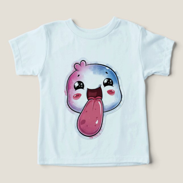 T-shirt bleu clair au graphisme mignon d'un person (Design Recto)