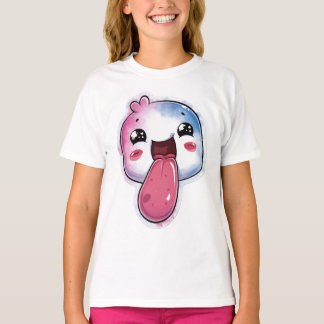 T-shirt bleu clair au graphisme mignon d'un person