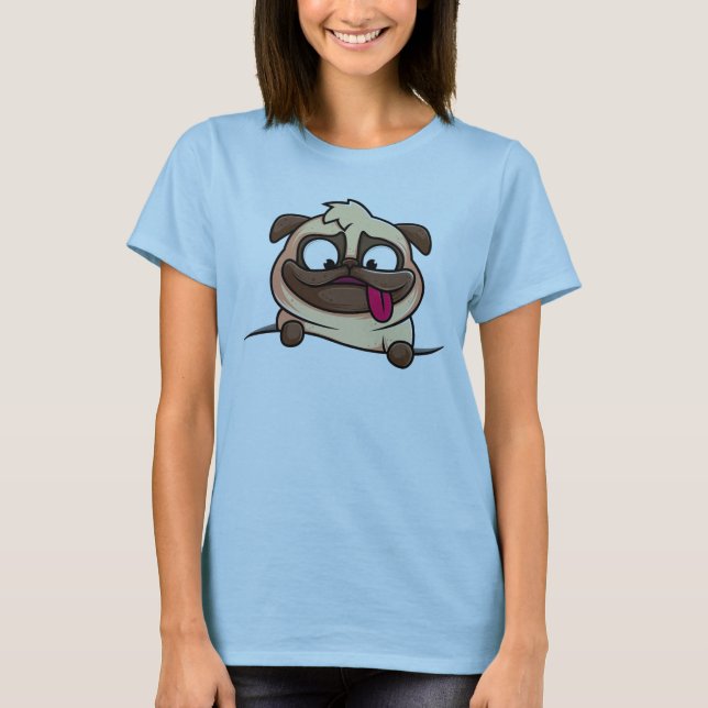 t-shirt bleu clair avec design chien mignon décont (Devant)