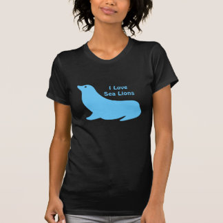 T-shirt Bleu clair mignon de la mer Lion amour