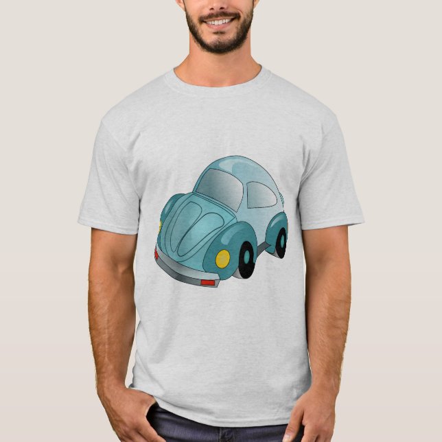 T-shirt bleu classique au scarabée. (Devant)
