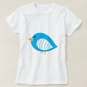 T-shirt bleu coloré oiseaux curieux