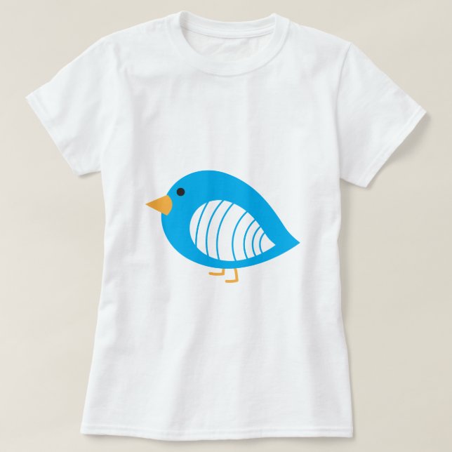 T-shirt bleu coloré oiseaux curieux (Design devant)
