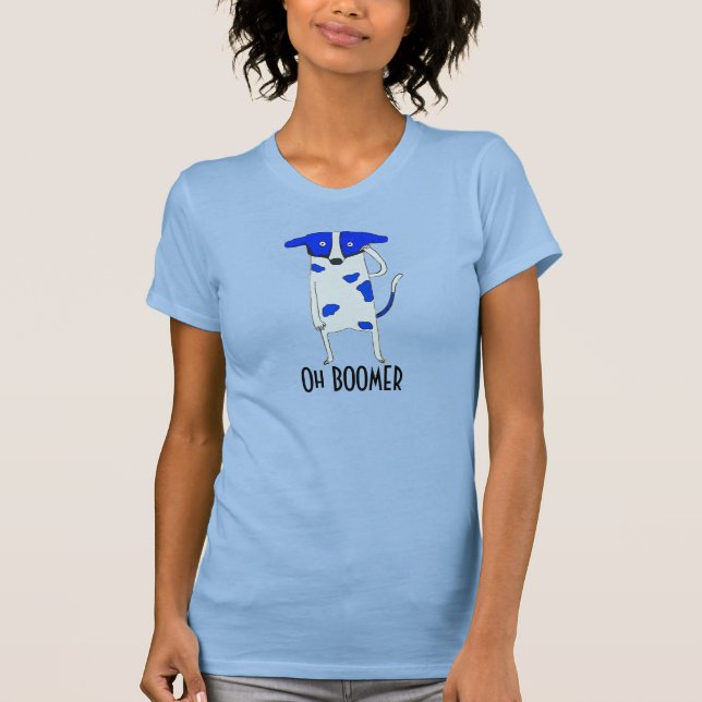 T-shirt Bleu comique Oh Boomer Chien (Devant)