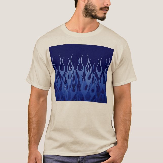 T-shirt Bleu cool sur Blue Racing Flames (Devant)