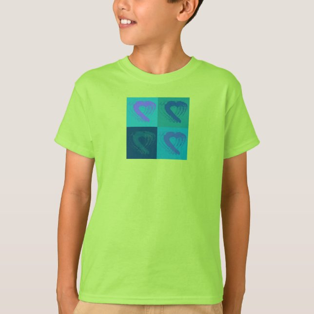 T-shirt bleu Cube Hearts (Devant)