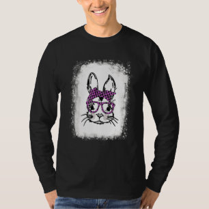 T-shirt Bleu Cute Bunny Face Buffalo Rose Plaid Glasse
