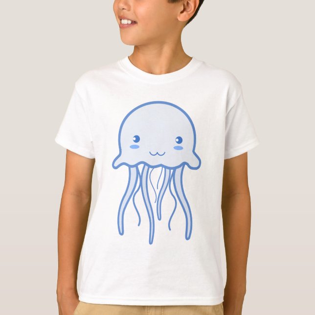 T-shirt Bleu Cute méduse (Devant)