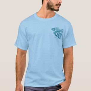 T-shirt bleu de 2 poissons des côtés 4 à