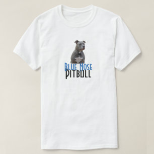 T-shirt bleu de blanc de Pitbull de nez