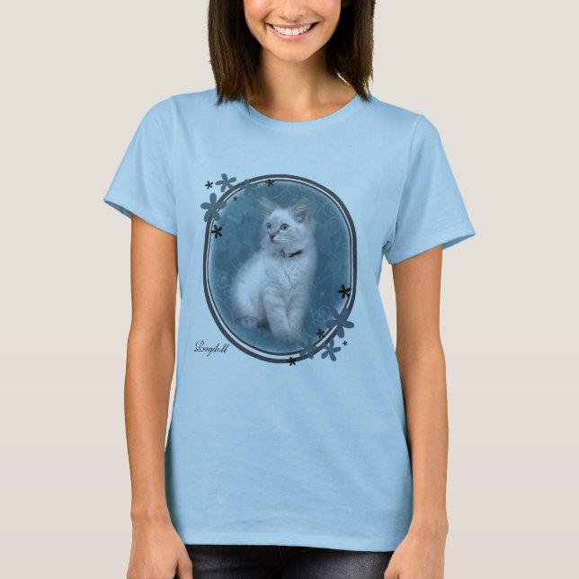 T-shirt bleu de chaton de ragdoll (Devant)