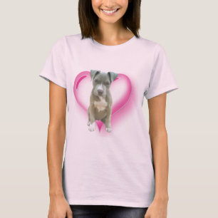 T-shirt bleu de chiot de pitbull