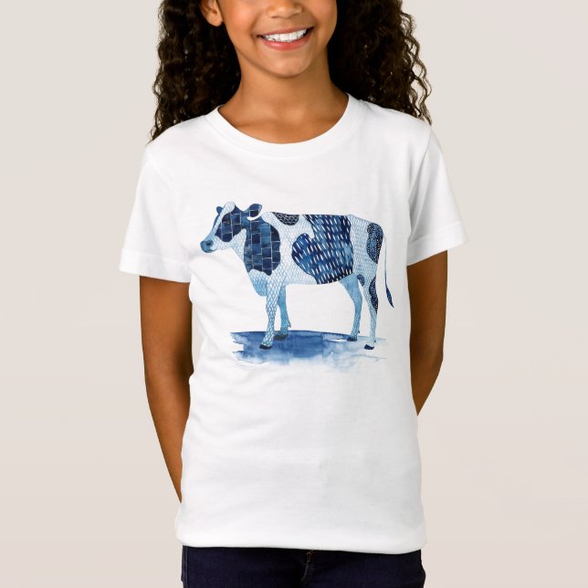 T-Shirt Bleu de cobalt Animaux de ferme - Vache (Devant)