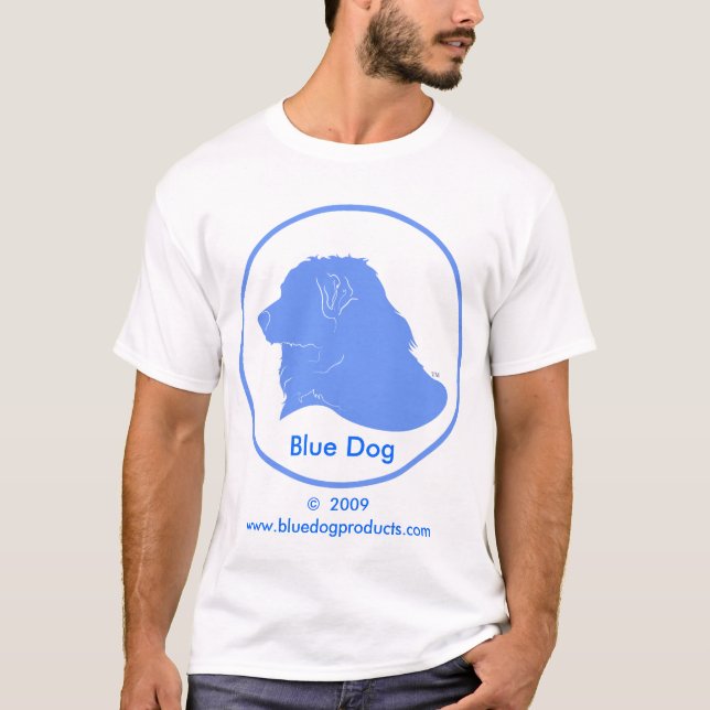 T-shirt bleu de Démocrate de chien (Devant)