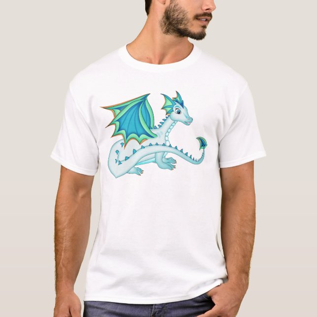 T-shirt bleu de dragon de glace (Devant)