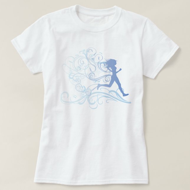 T-shirt Bleu de fille de coureur (Design devant)
