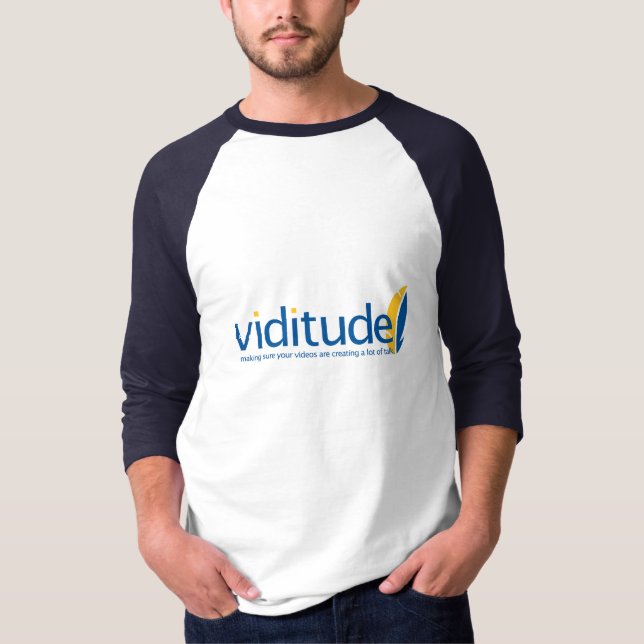 T-shirt Bleu de la douille des hommes de Viditude 3/4 (Devant)