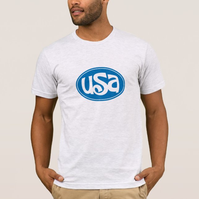 T-shirt bleu de logo des Etats-Unis (Devant)