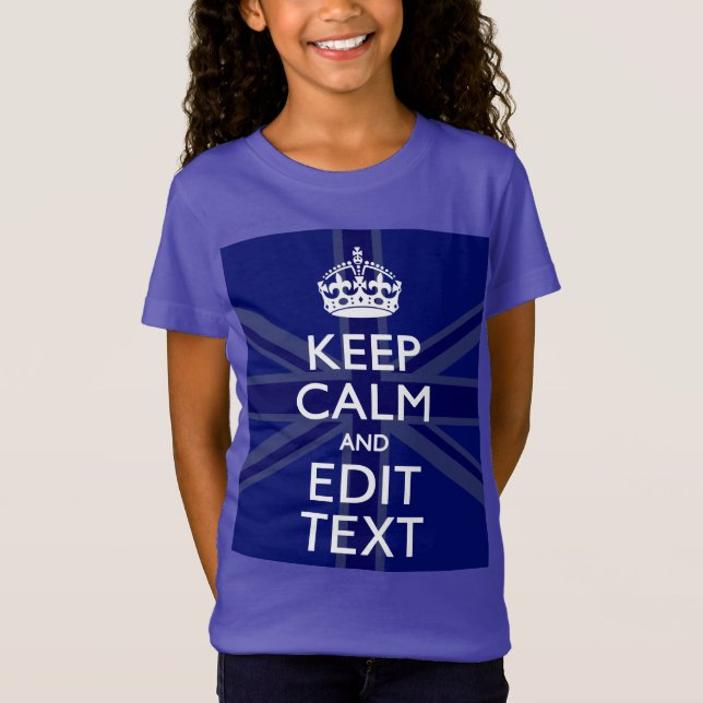 T-Shirt Bleu de minuit Gardez le calme et votre texte Unio (Devant)