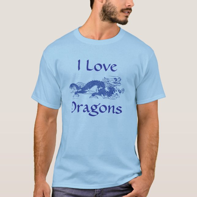 T-shirt bleu de PaperCut de dragon (Devant)