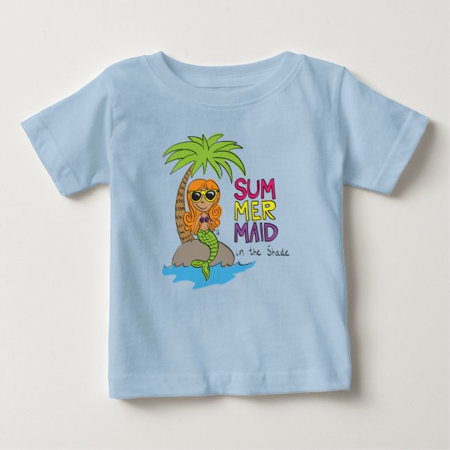 T-shirt bleu de petite sirène mignonne pour bébé d (Devant)