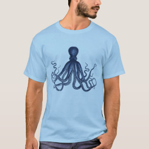 T-shirt bleu de poulpe