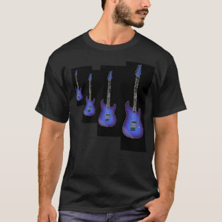 T-shirt bleu de quatre guitares de dragon