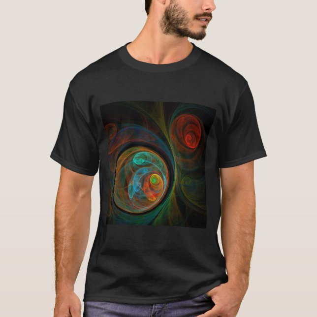 T-shirt Bleu de renaissance Art Abstrait (Devant)