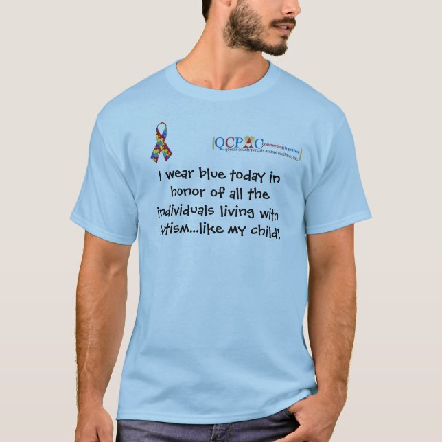 T-shirt bleu de sensibilisation sur l'autisme du (Devant)