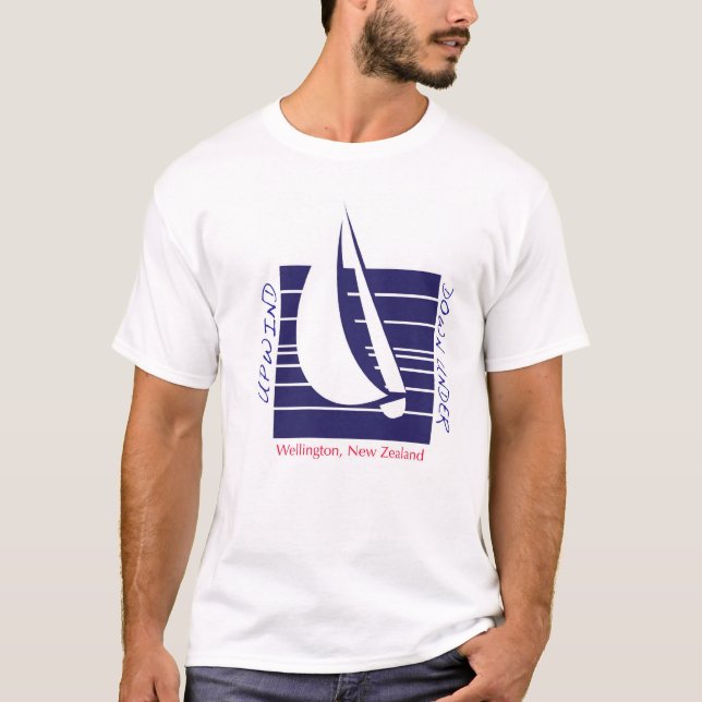 T-shirt bleu de Square_UpDown Wellington de bateau (Devant)