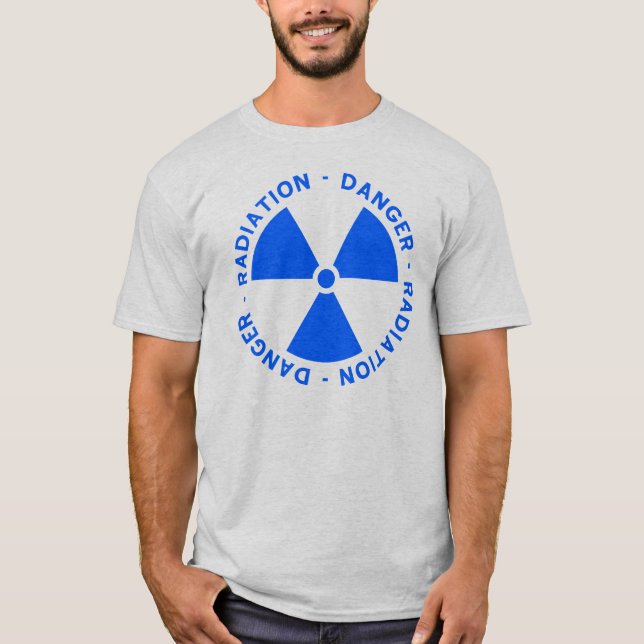 T-shirt bleu de symbole de rayonnement (Devant)