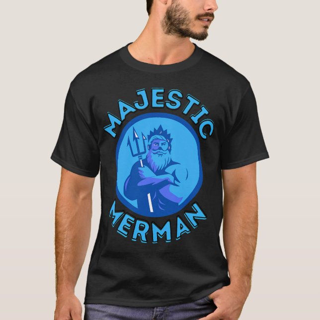 T-shirt Bleu de Triton Majestueux (Devant)