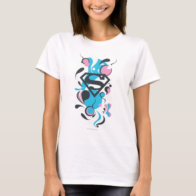T-shirt Bleu d'éclaboussure de couleur (Devant)