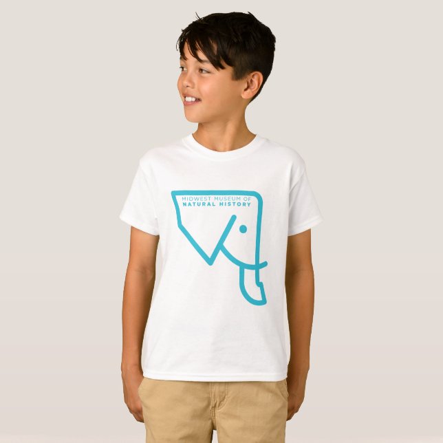 T-shirt bleu d'éléphant du MMNH des enfants (Devant entier)
