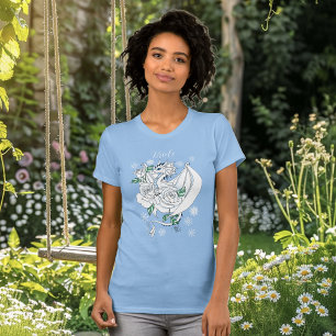 T-shirt Bleu des flocons de neige du dragon blanc d'hiver