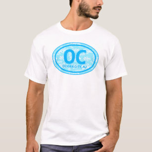 T-shirt bleu d'étiquette de plage de la ville NJ