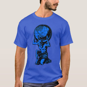 T-shirt bleu d'haltérophilie de mythologie d'atlas