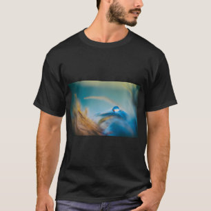 T-shirt Bleu Droplet Plumes Art