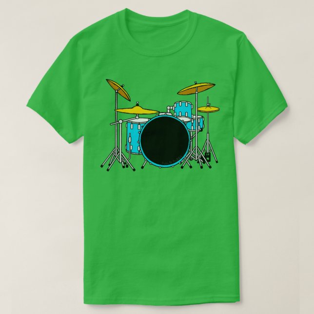 T-shirt Bleu Drum Kit Drummer Musicien (Design devant)